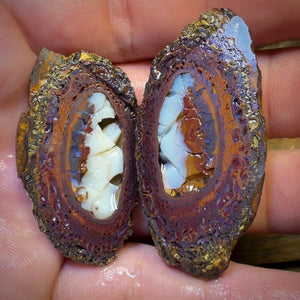 177.1cts - Yowah Nut Partial Crystal Centre Rough Specimen Pair