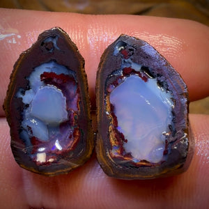 37.9cts - Yowah Nut Partial Crystal Centre Rough Specimen Pair