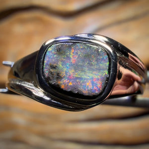 Sterling Silver - Solid Queensland Boulder Opal Ring UNISEX
