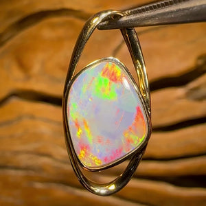 14k Gold - Semi Harlequin Solid South Australian Dark Opal Pendant
