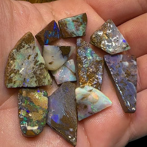 122.5cts - 11 x Queensland Boulder Opal Rough Rubs