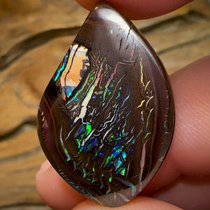 33.4cts - Tribal Pattern Koroit Nut Opal with Multi Electric Colours