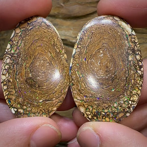 157.8cts - Yowah Nut Opal Matching Pair. Tribal Pattern