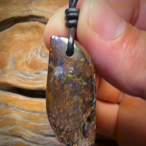 Wild Card! 35 x 15mm - Drilled Tribal Queensland Boulder Opal Necklace BARGAIN