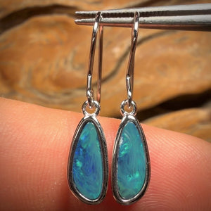 Wild Card! Sterling Silver - Australian Boulder Opal Doublet Hook Earrings