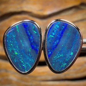 Sterling Silver - Australian Boulder Opal Doublet Stud Earrings