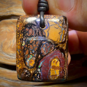 Bargain Card! 34 x 26mm - Drilled Tribal Queensland Boulder Opal Necklace