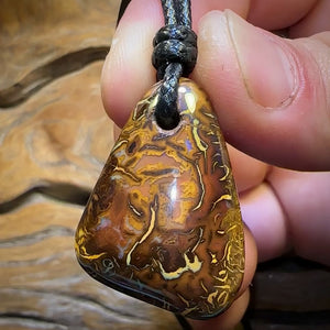 33 x 23mm - Drilled Boulder Opal Pendant w/ Eco Friendly Vegan Cord