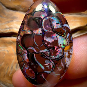 81.1cts - TOP Tribal Australian Boulder Opal from Koroit. RED MULTI!