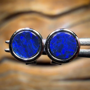 Wild Card! Sterling Silver - Australian Boulder Opal Doublet Stud Earrings