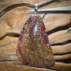 Solid Large Tribal Queensland Boulder Opal Pendant