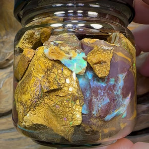 136.4grms - Australian Boulder Opal Rough Jar