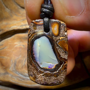 🔨 AUCTION 🔨 No Reserve  28 x 17mm - Kernel Drilled Queensland Boulder Opal Kernel Necklace