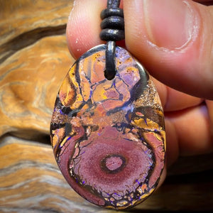 36 x 25mm - Drilled Tribal Queensland Boulder Opal Necklace