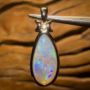 Sterling Silver - Solid South Australian Crystal Opal Pippi Shell Quality Pendant