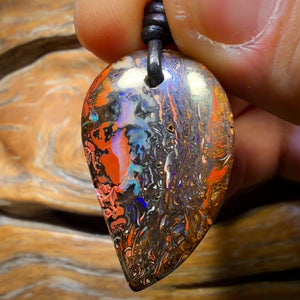 33 x 21mm - Drilled Tribal Queensland Boulder Opal Necklace