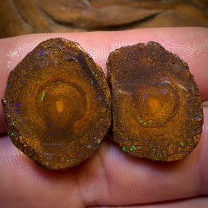 TGIF 32cts - Tribal Yowah Nut Opal Rough Pair. Australian Opal