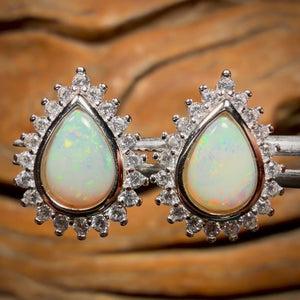 Sterling Silver - South Australian Crystal Opal Stud Earrings