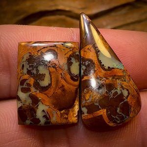 25.6cts - Cool Pattern Queensland Boulder Opal Set