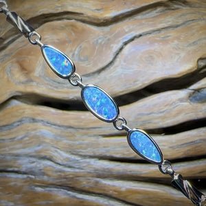 Sterling Silver - Australian Boulder Doublet Opal Bracelet