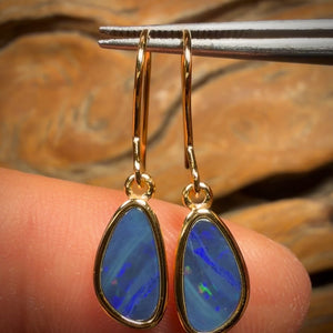 Sterling Silver - Australian Boulder Opal Doublet Hook Earrings