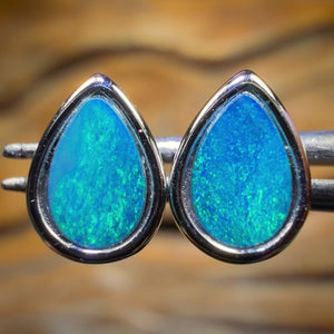 Sterling Silver - Australian Boulder Opal Doublet Stud Earrings