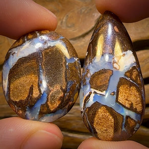 97.1cts - Big Queensland Boulder Seam Opal Pair from Winton BARGAIN