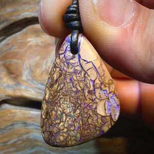32 x 21mm - Blonde Drilled Tribal Queensland Boulder Opal Necklace. Australian Opal