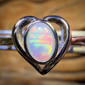 Bague en argent sterling avec opale de cristal d'Australie du Sud