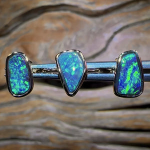 14k Gold - Solid Queensland Boulder Opal Ring and Earring Set