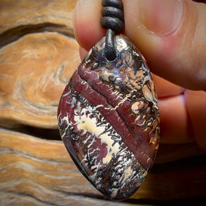 🔨 AUCTION 🔨 40 x 26mm - Wow Landscape! Drilled Tribal Queensland Boulder Opal Necklace
