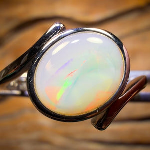 Sterling Silver - Solid South Australian Crystal Opal Ring