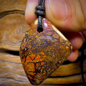 43 x 33mm - Drilled Boulder Opal Pendant w/ Eco Friendly Vegan Cord BARGAIN