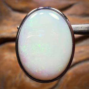 Sterling Silver - Solid South Australian White Opal Pendant Half Price Bargain