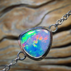 Sterling Silver - Lightning Ridge Doublet Opal Bracelet