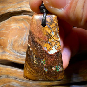 40 x 24mm - Drilled Tribal Queensland Boulder Opal Necklace