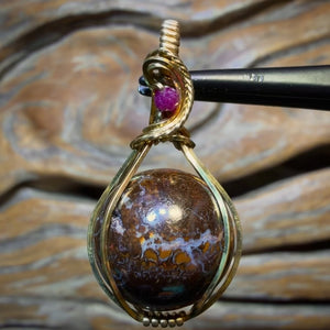 Sterling Silver - Yowah Nut Opal Bead Pendant