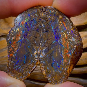 Bargain Card! 217.2cts - Tribal Yowah Nut Opal Rough Pair. Australian Opal