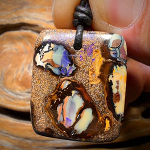 30 x 26mm - Drilled Queensland Boulder Opal Kernel Necklace