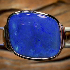Sterling Silver - XLarge Unisex Queensland Boulder Opal Doublet Ring UNISEX
