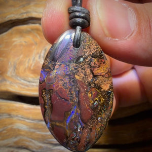 37 x 23mm - Drilled Tribal Queensland Boulder Opal Necklace