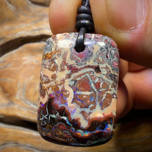 30 x 21mm - Cool Drilled Tribal Queensland Boulder Opal Necklace
