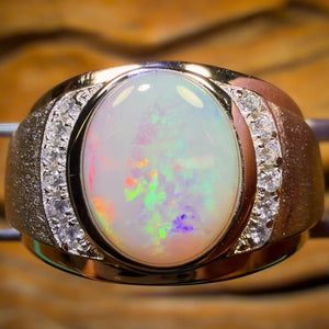 Sterling Silver - UNISEX South Australian White Opal Ring