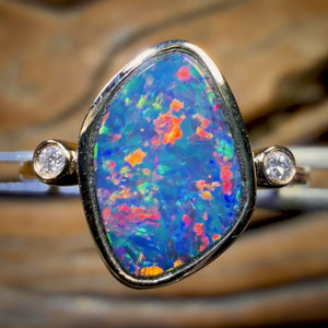 14-karätiger Goldring mit Queensland Boulder Opal-Doublet