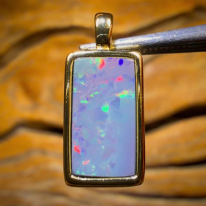 WILDCARD! Sterling Silver Gold Plated - Unisex Queensland Boulder Opal Doublet Pendant