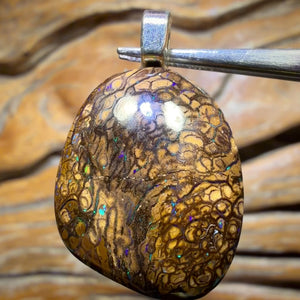 Solid Tan Tribal Queensland Boulder Opal Pendant