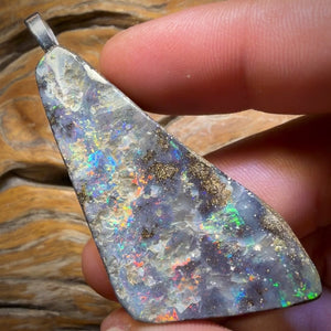 Half Price Card! XLarge Solid Queensland Boulder Seam Opal Pendant Electric Colours