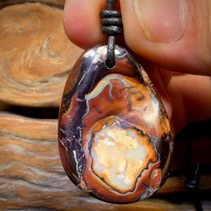 38 x 27mm - Drilled Queensland Boulder Opal Necklace
