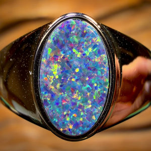 Sterling Silver - Queensland Boulder Opal Doublet Ring UNISEX