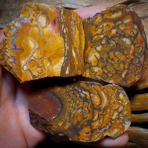 Art card bargain! 851.5cts - 3x Yowah Nut Tribal Opal Rough Parcel. Australian Boulder Opal